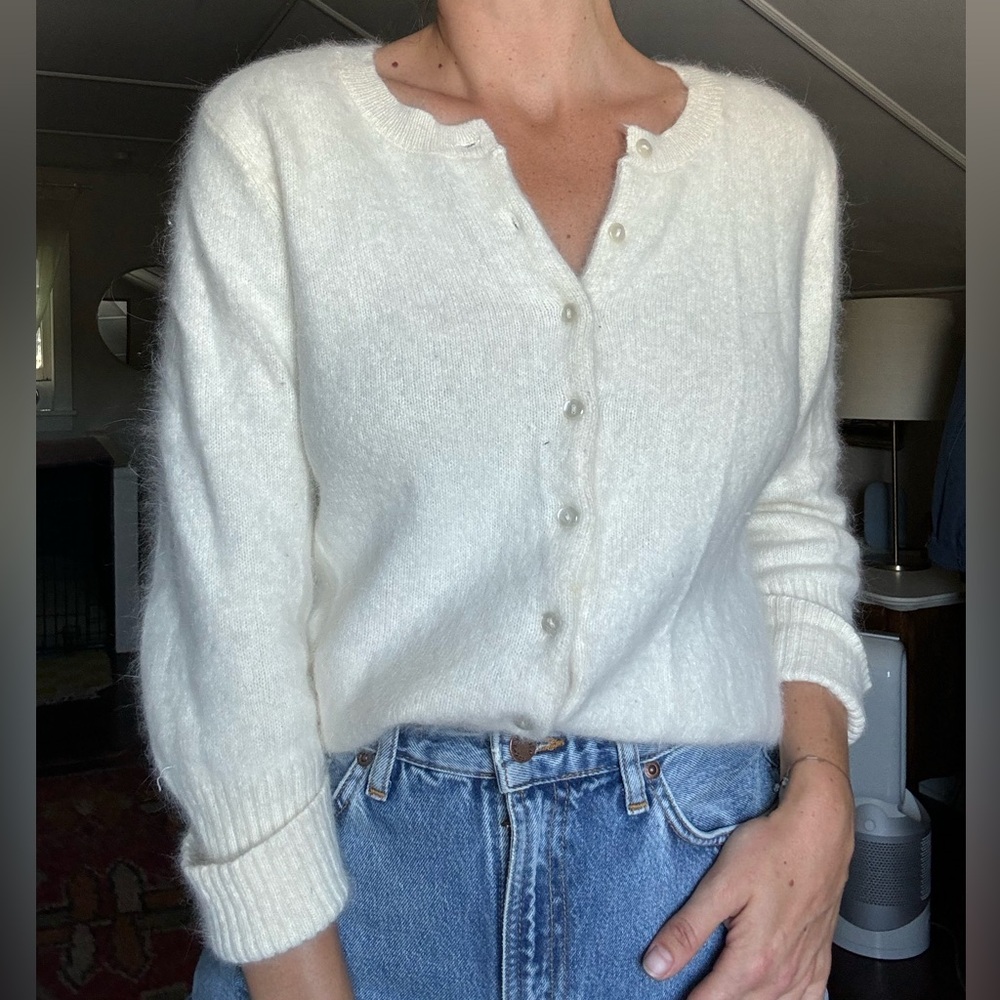 Apostrophe White Cardigan Sweater